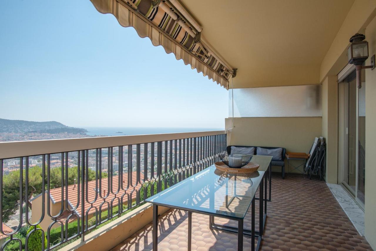 3 Pieces Vue Mer Et Piscine Quartier Parc Imperial Nizza Exterior foto