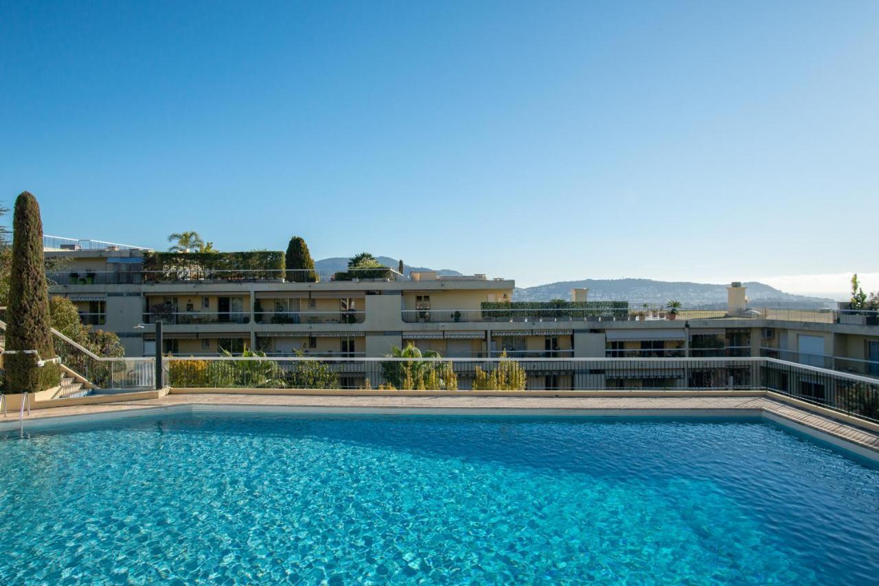 3 Pieces Vue Mer Et Piscine Quartier Parc Imperial Nizza Exterior foto